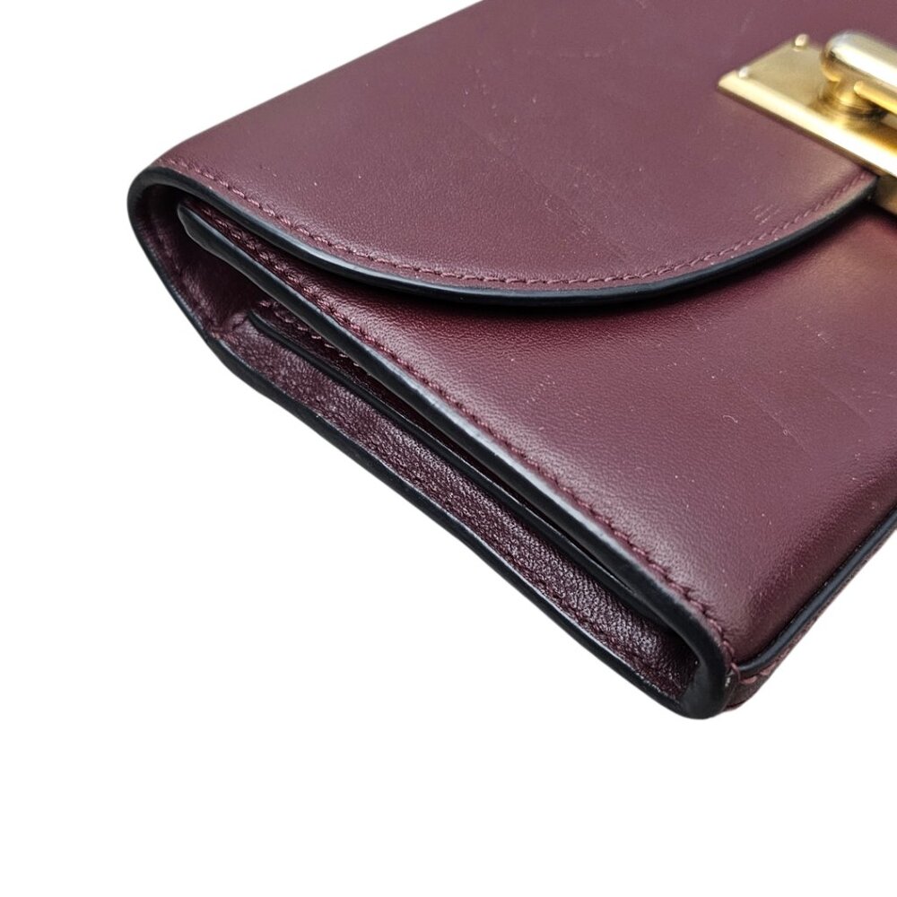 Marc Jacobs West End Gilded Turnlock Flap Leather Long Maroon Wallet Rare - Picture 10 of 16